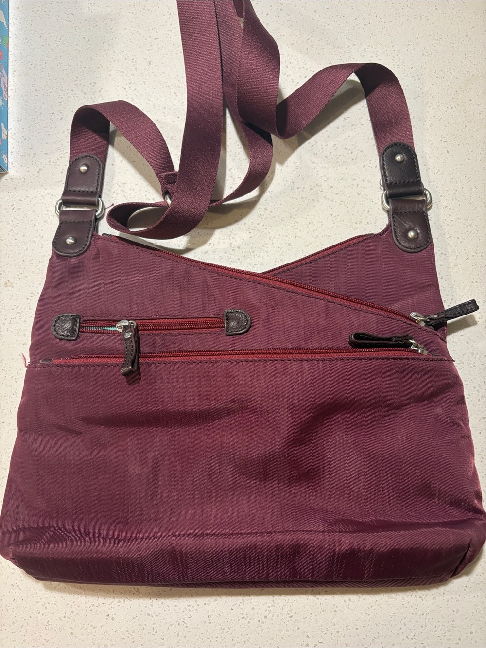 Magellan Wine Crossbody Shoulder Bag with Multiple Pockets